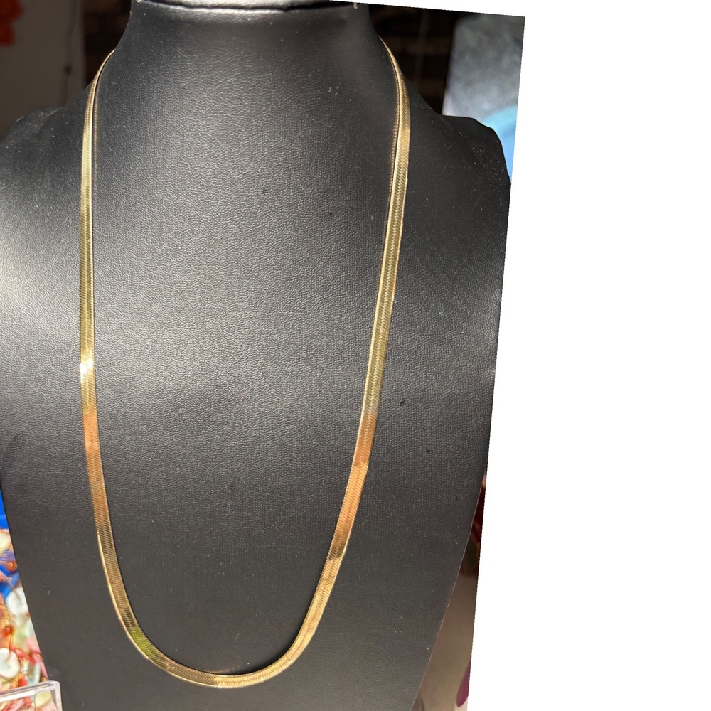 Gold Plated Sterling Silver Herringbone Chain Necklace 24 Inch 5mm Canada 925‎